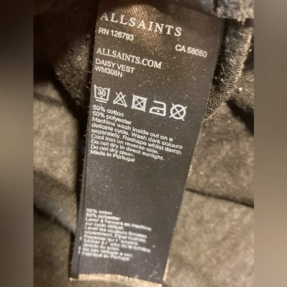 All Saints Daisy Vest Asymmetrical Tank Washed Black Size Small - Picture 10 of 13